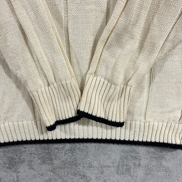 Vintage Ivory V Neck Knit Sweater Grandpacore Minimalist Old Money Sz M/L - Picture 5 of 8